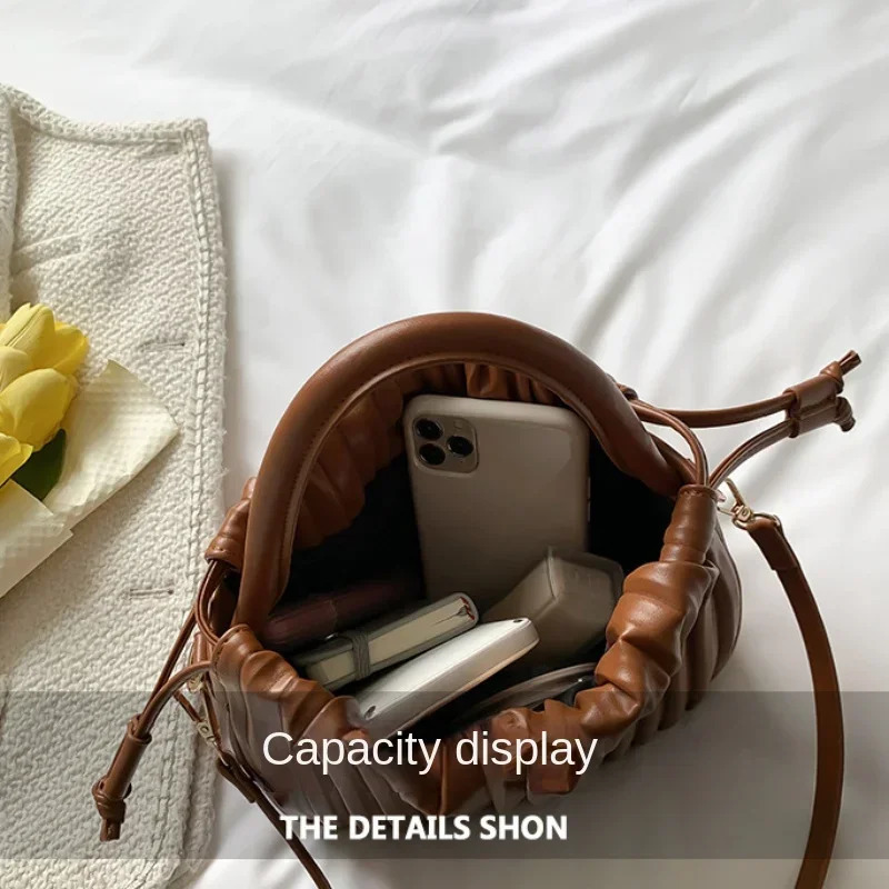 Fashion womens cross shaped bag retro shoulder bag womens handbag casual PU leather bucket bag 241205