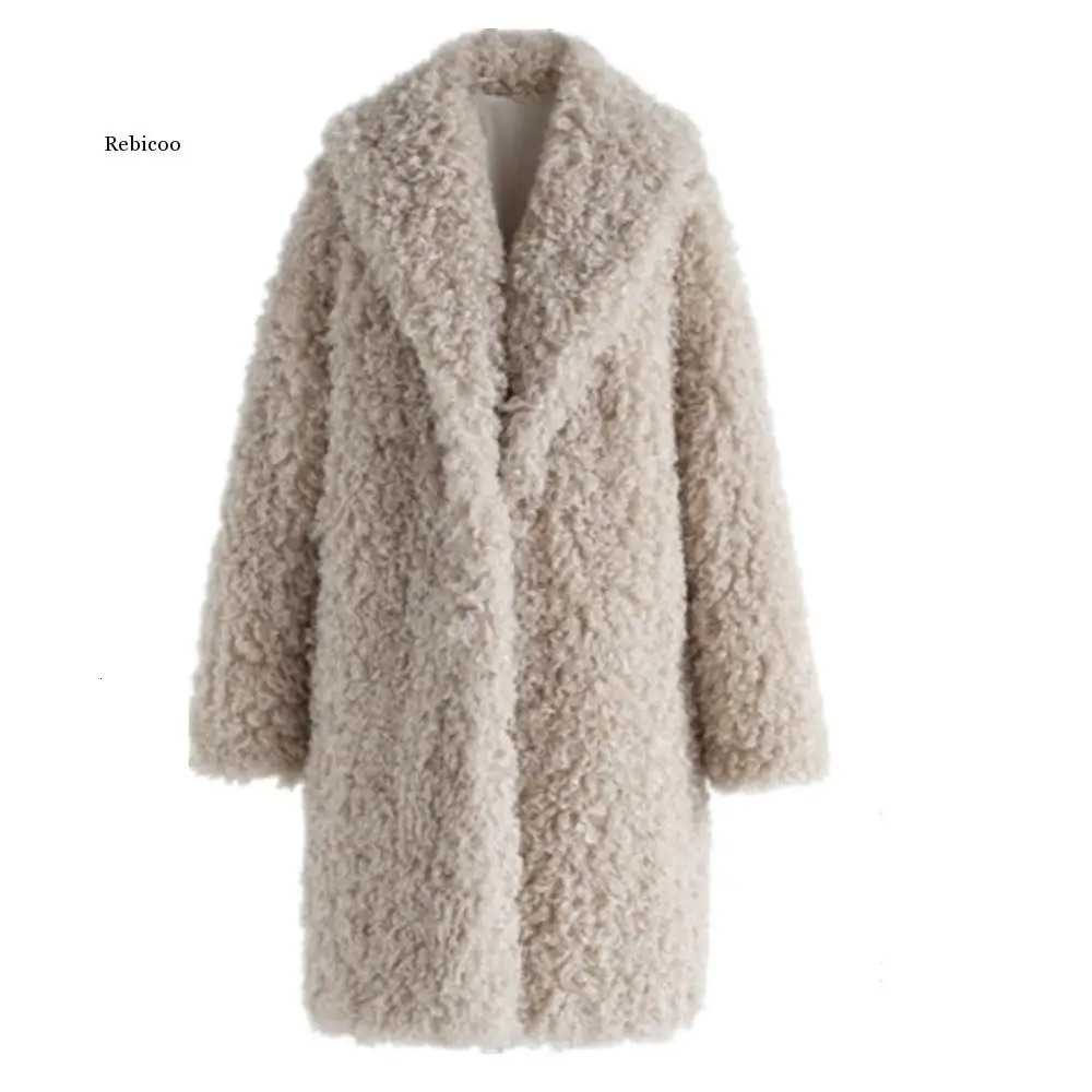 Fake fur womens faux fur coat womens Lambswool jacket womens winter thick fur coat womens long coat 241202