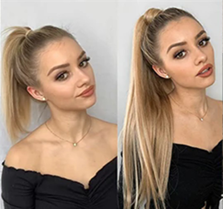 Ponytail Human Hair Real Natural Hair Extensions Remy Hair Horsetail Clip On Ponytail Extensions honey Blonde pony tail hairpiece 100g