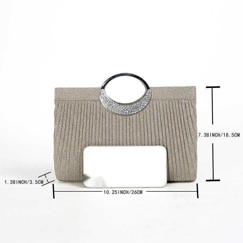 Clutch Bag New Diamond Inlaid High-end Shiny Bracelet Cocktail Dress Bag with Pleats Single Shoulder Crossbody Handbag Princess Banquet Bag 240920