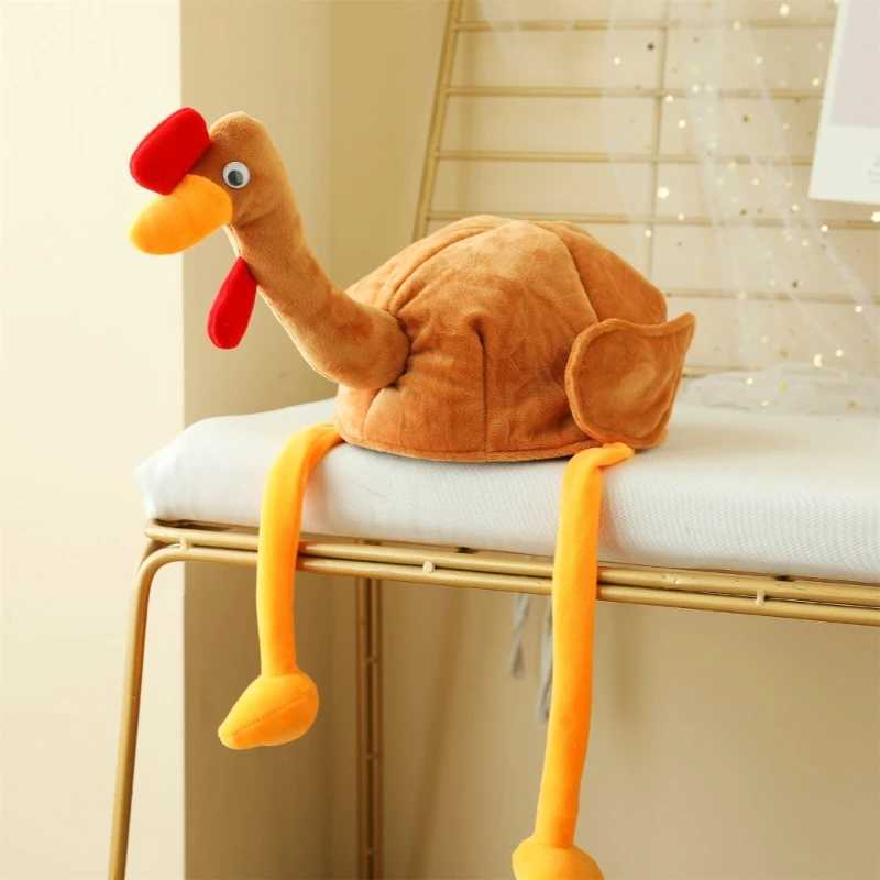 Plush Turkey Thanksgiving Turkey Hat Novelty Cooked Chicken Secret Santa Fancy Costume Dress Up Party DecorationXJ241207