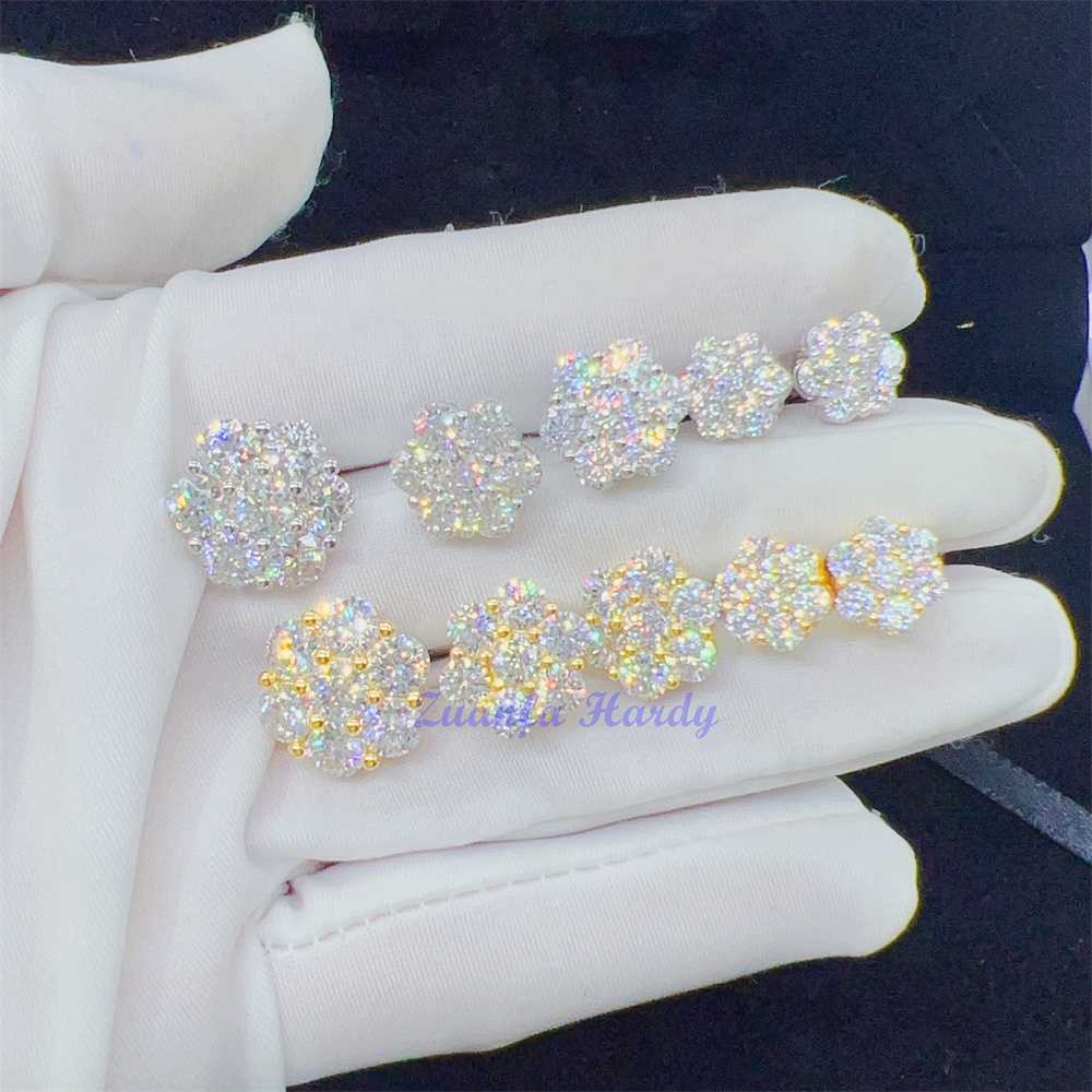 Zuanfa Popular Pass Dia Tester Fine Jewelry Sier 8mm 12mm 15mm wer VVS Moissanite Stud Earrings