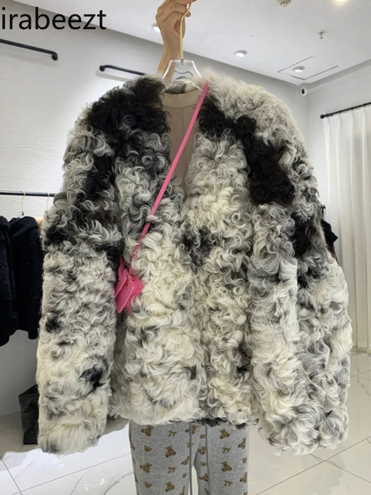 Fashion tie dye fur off-season autumn coat womens high-end feel winter selling womens coat and jacket 241202