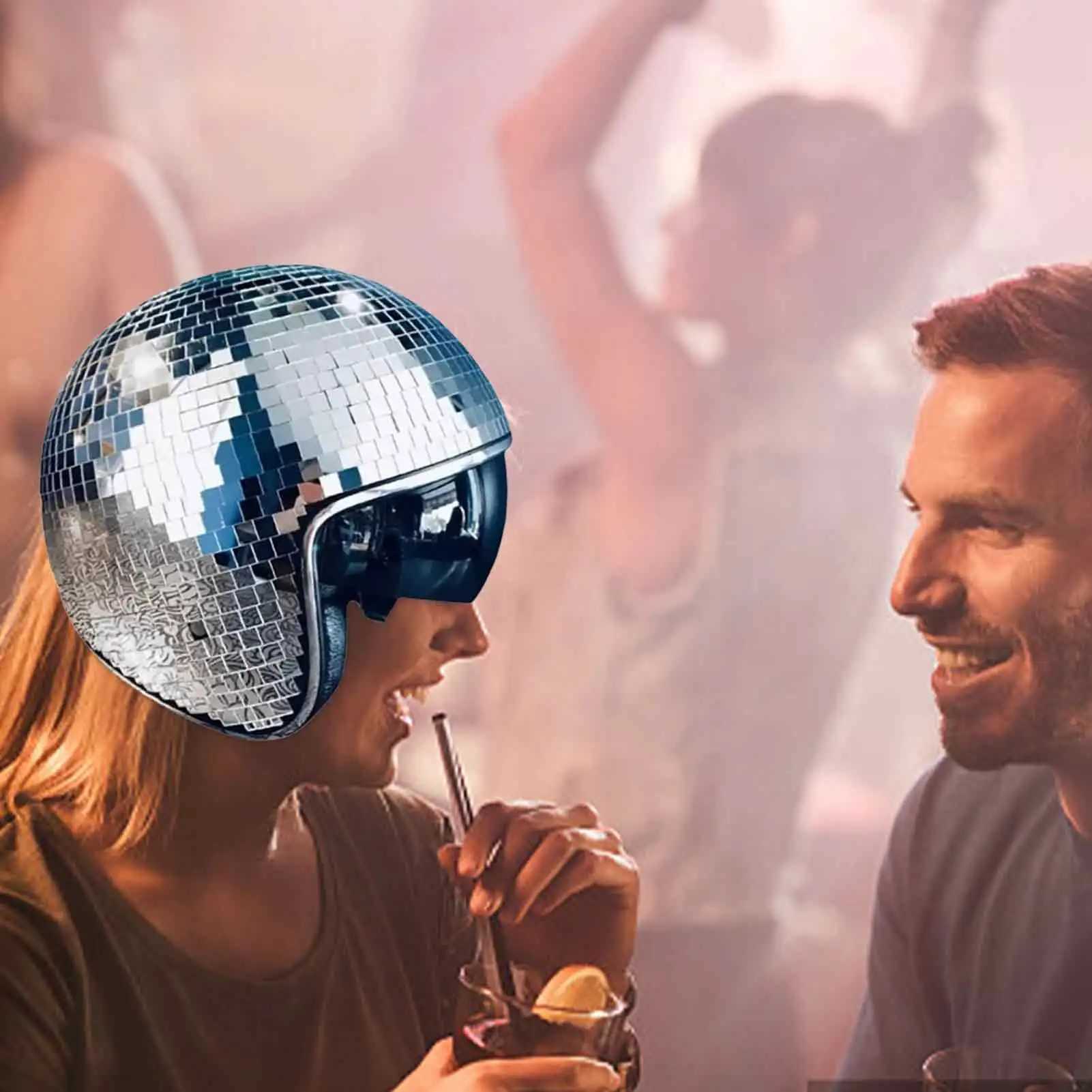 Classic Disco Ball Helmet Mirror Glitter Ball Helmets Hat Club Bar Party Full Glass Reflective Disco Shiny Hat for Costume PartyXJ241207