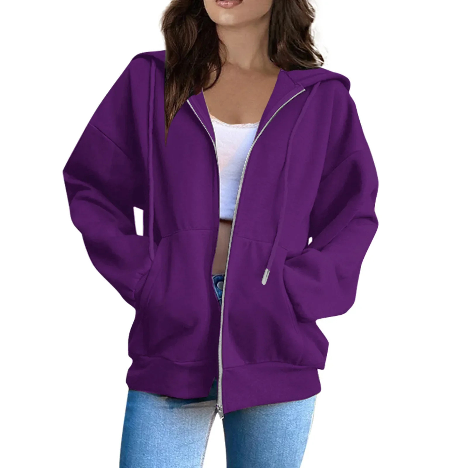 Multicolor 250g Sweatshirt Women Hoodies European American Style Slimming Zipup Thick Hooded Collar 241203