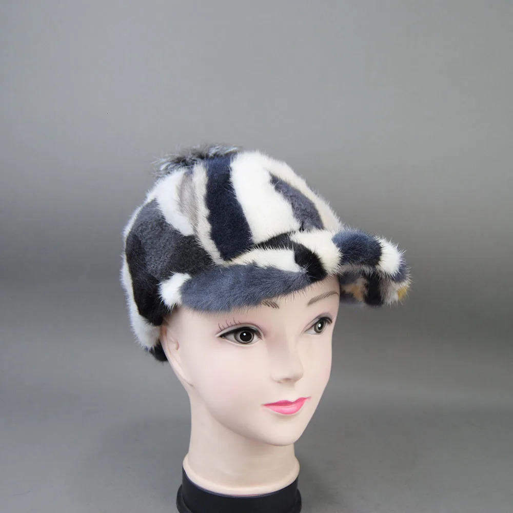 Winter Womens Natural Womens Genuine Mink Fox Fur Hat Thick Warm Baseball Hat Windproof Womens Casual Elegant Mens Hat 241206