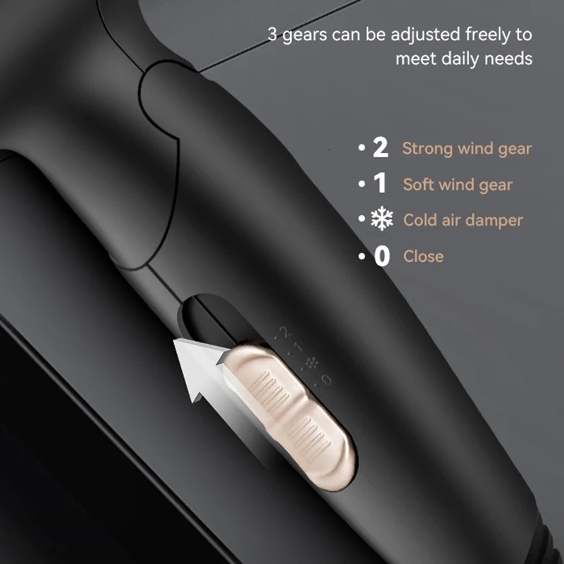 Kemei Professional Hair Dryer Portable Foldable Handle Compact 1800W Blow Dryer Wind Low Noise Home Appliance Styling Tools 241206