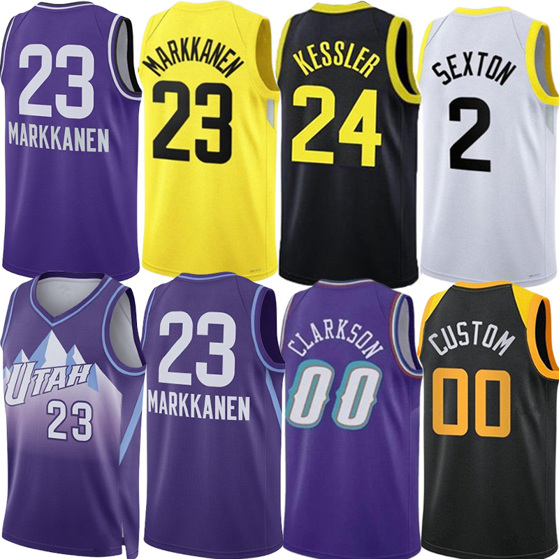 Jazzs Laurii Markkanen Basketball Jerseys Clarkson Collin Sextonn Walker Kessler Keyonte George Patty Mills City Retro Drew Eubanks Karl Malone Jersey