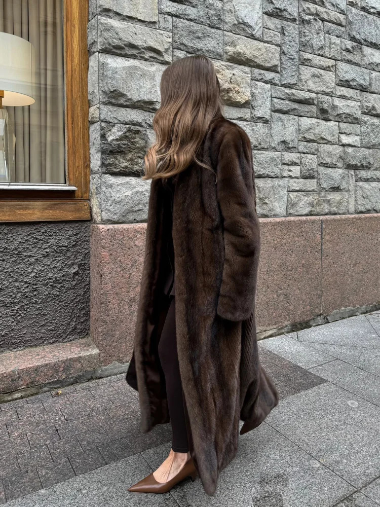 Womens Soft Thicken Warm Hairy Faux Fox Fur Coat Fashion Oversized Brown Long Sleeve Fluffy Jacket Lady Streetwear 241206