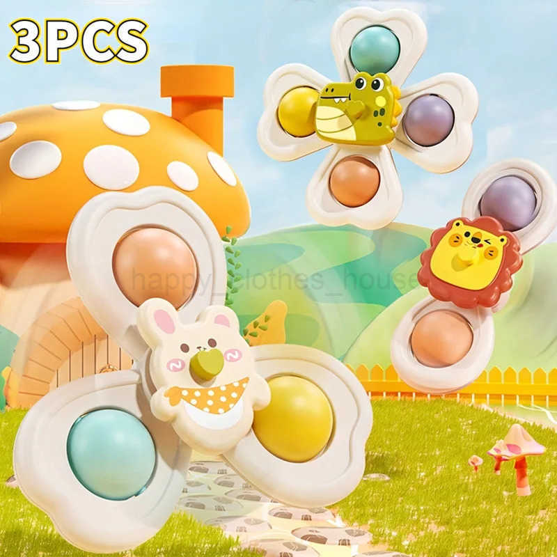 3PCS Suction Cup Spinner Toy Baby Bath Funny Game Educational Toys For Children Girls Boys Infant Sensory Stress Reliever GiftXJ241787