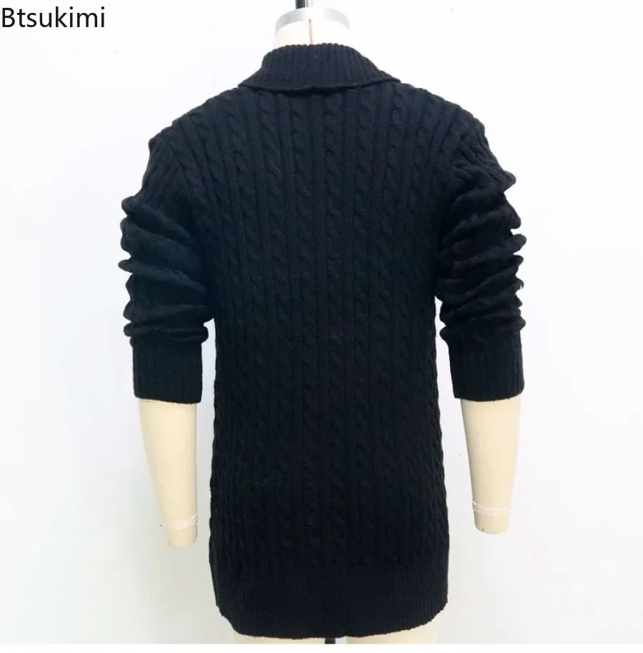 Mens knitted cardigan jacket for spring and autumn slim fit mens button up long sleeved clothing 241206