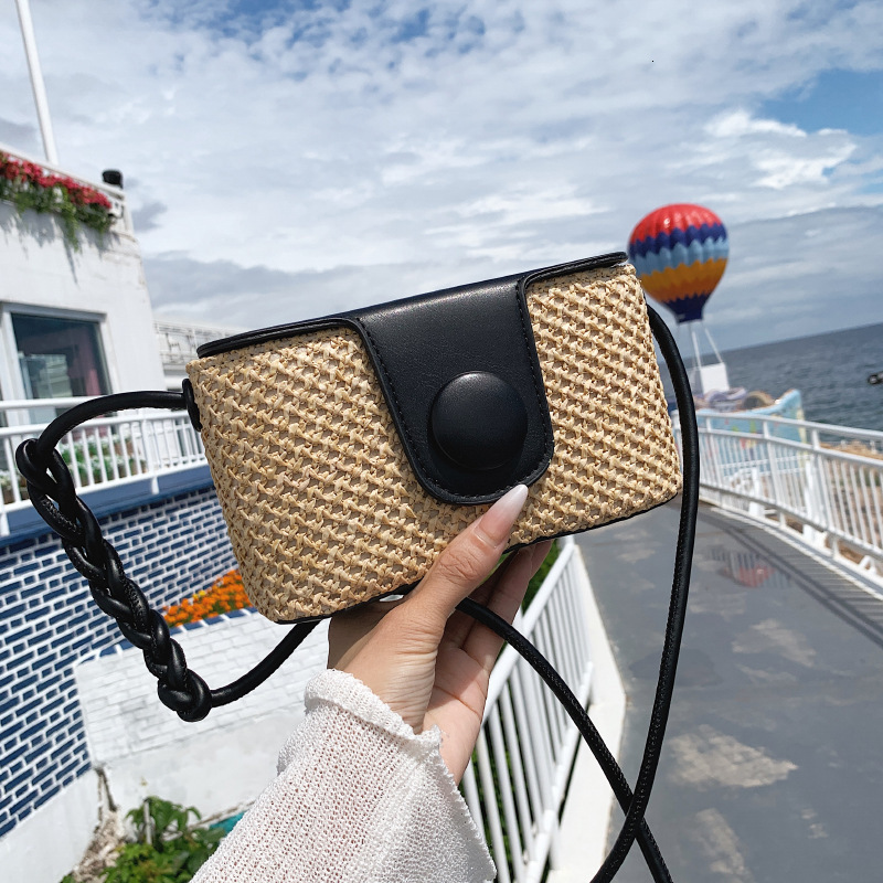 New Straw Woven Box Bag Fashionable Single Shoulder Crossbody Bag Simple And Stylish Designer Women's Handbag