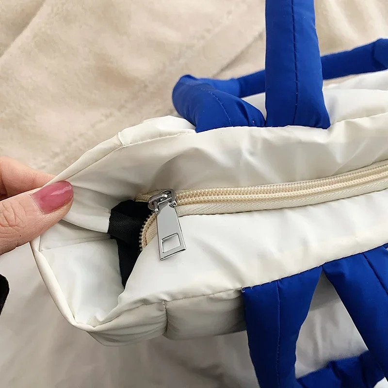 Colorful down womens handbag winter casual portable handbag large capacity shoulder bag Bolsas De Mujer 241205