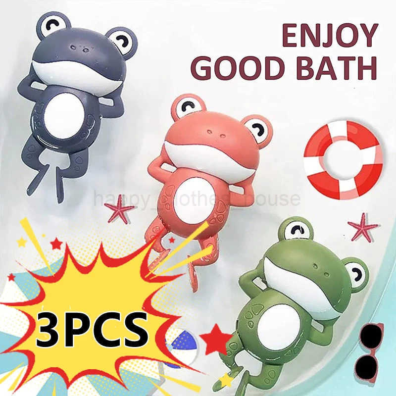New Bath Toys for Toddlers Chain Clockwork Swim Backstroke Little Frog Baby Bathe Cute Appease Animal Toy Gift Bath Toys KidsXJ241207