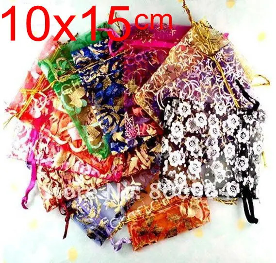 OMH Wholesale 10pcs 15color Mix Love Heart Rose Flowers Christmas Wedding Voile Organza Package Jewelry Packaging Gift BZ08-21 241206