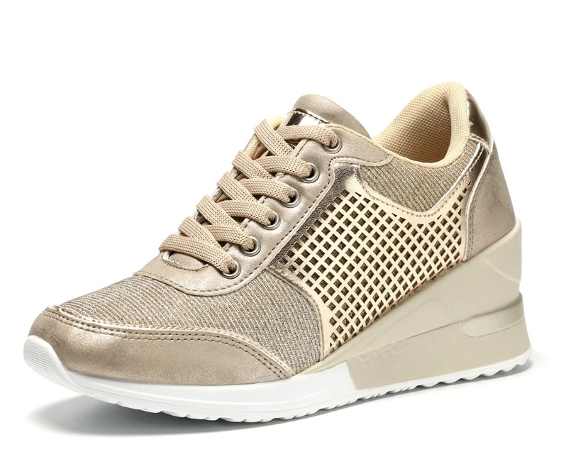 Free shipping designer Casual shoes for womens sliver gold pink black Green Platform sneakers Thick bottom outdoor trainers Lace up Wedges size 35-43 