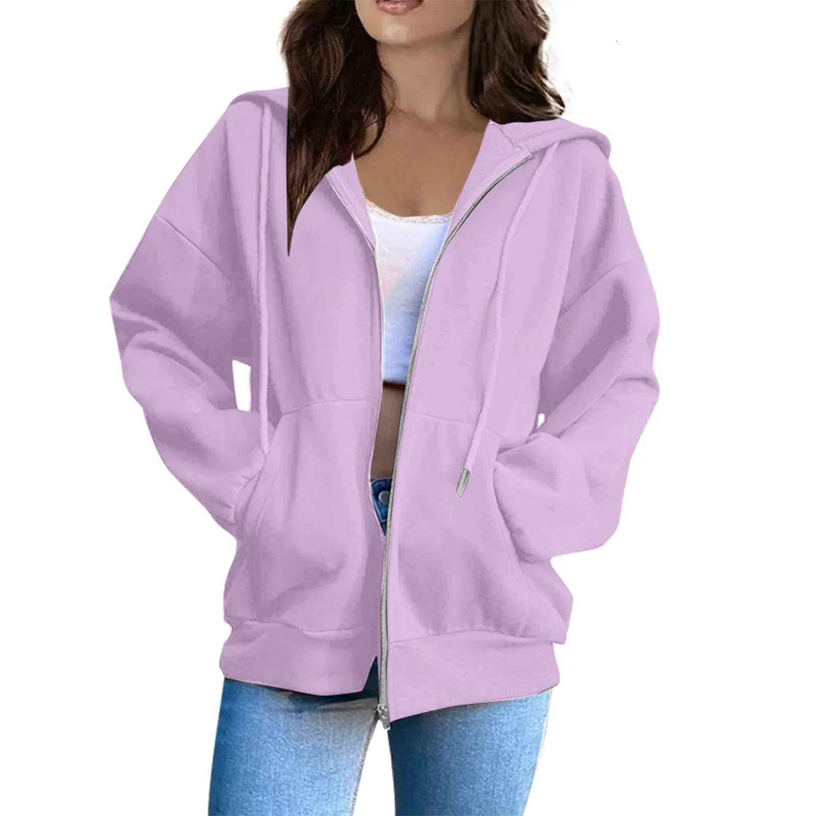 Multicolor 250g Sweatshirt Women Hoodies European American Style Slimming Zipup Thick Hooded Collar 241203