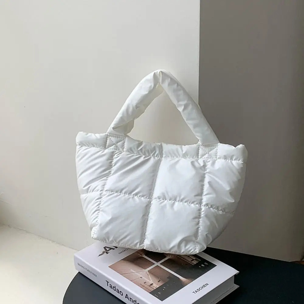 Simple Korean style space cotton handbag large capacity cloud bag silver nylon handbag autumn and winter 241205