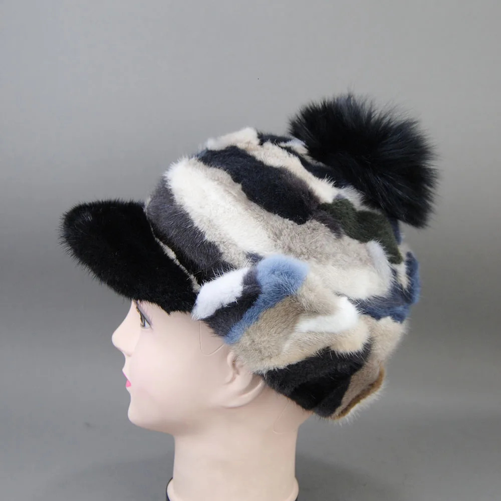 winter hat suitable for women with thick ears warmth ponytail baseball cap windproof Soviet Russian casual real mink fox fur hat 241206