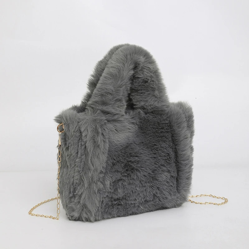 Womens Plush Handbag Soft Stray Bag Solid Color Fashion Shoulder Bag Large Capacity Fluffy Horizontal Bag Autumn/Winter 241205