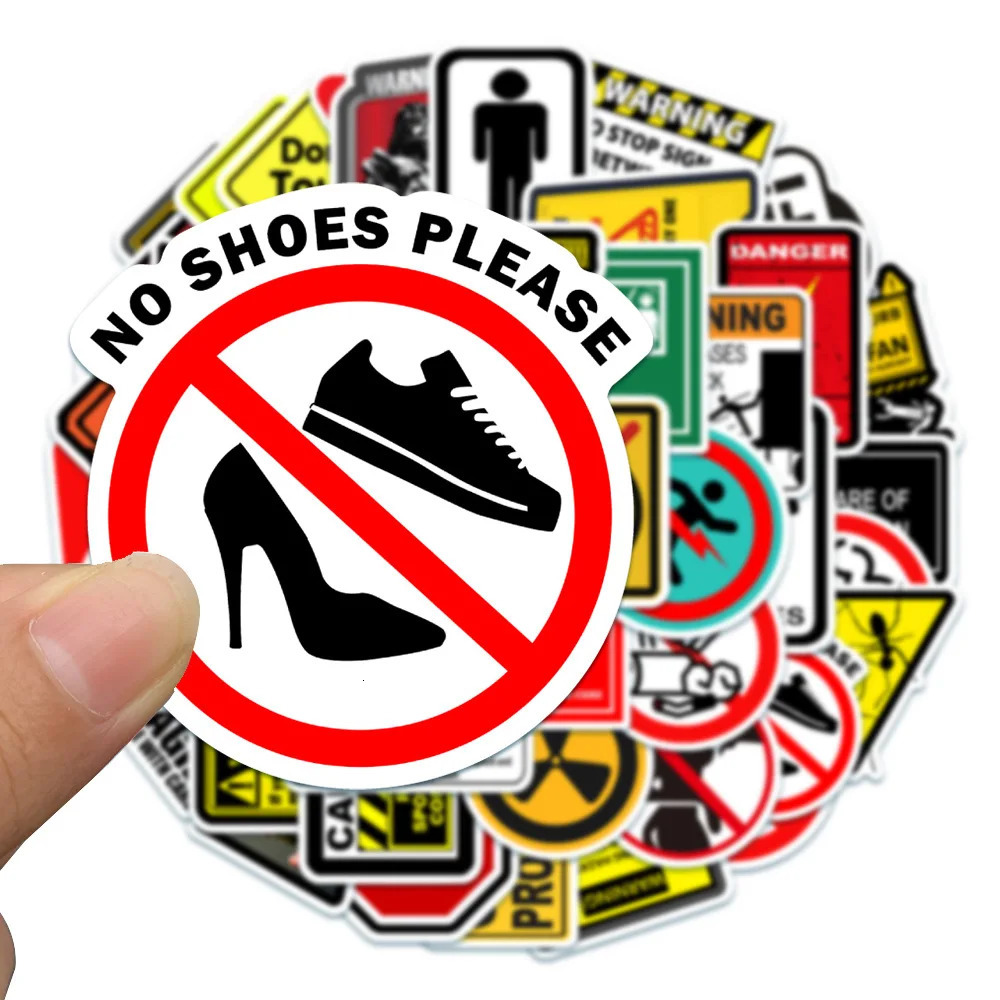 10/30/50 Warning Signs Waterproof Graffiti Stickers Aesthetic Decoration Luggage Laptop Refrigerator Scraper Stickers 241205