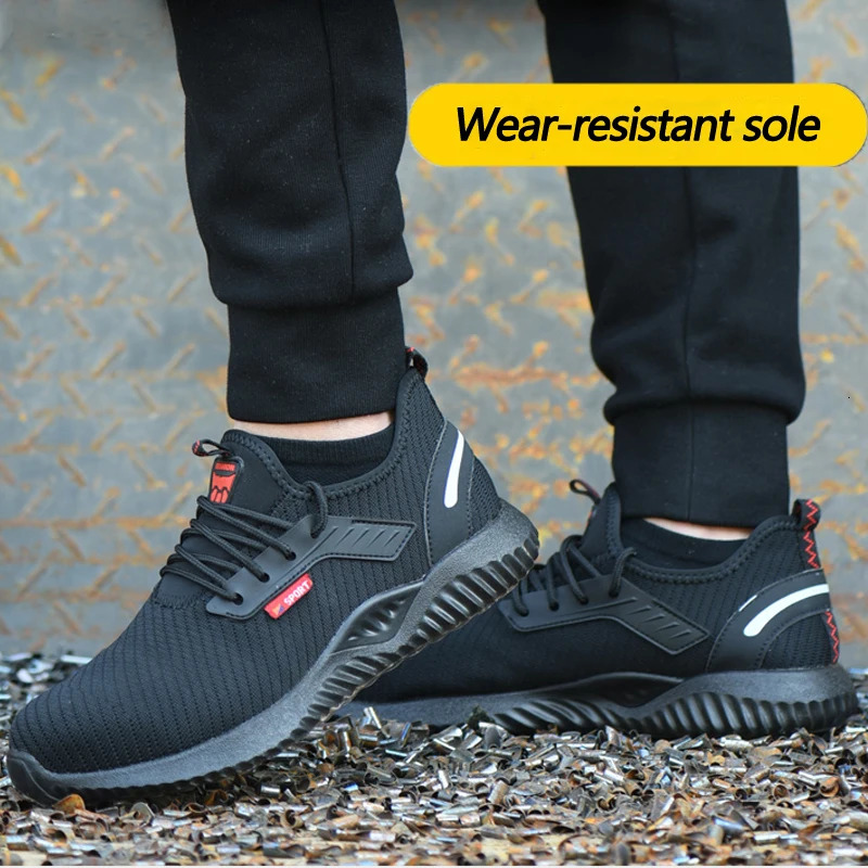 Safety mens shoes steel shoe cap shock resistant mens shoes sports shoes lightweight perforated non removable shoes direct 241206