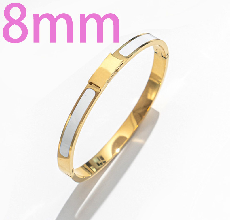 Bracelet Classic Letter Bracelet Women's Couple's Bracelets 18k Gold Rose Gold Silver Tri-Colour Bangle 8MM Wide Jewellery