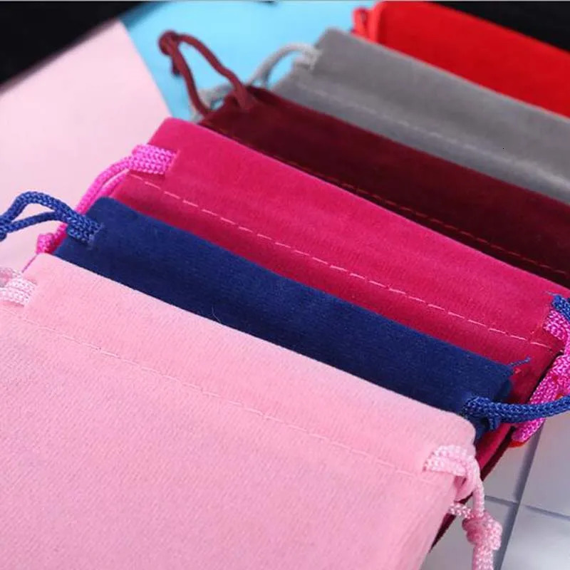 100 pieces/batch 5x7 7x9 9x12cm velvet small jewelry bag drawstring gift packaging bag wedding party packaging bag 241206