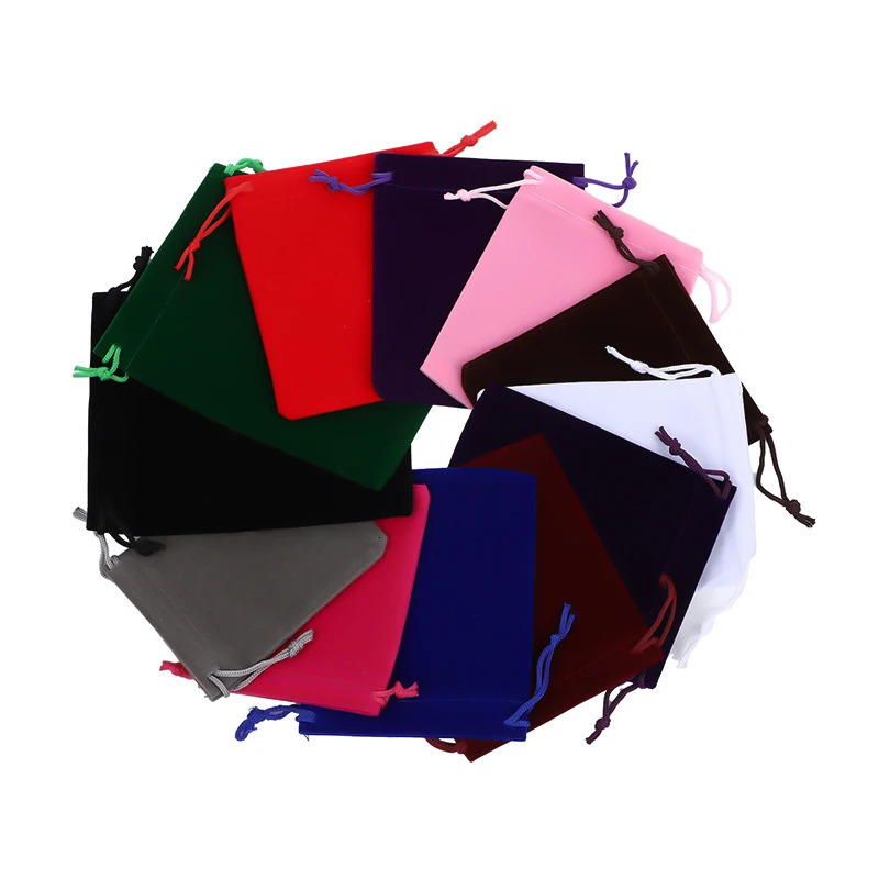 100 pieces/batch drawstring velvet bags jewelry bags 5x7 7x9 8x10 10x12cm wedding party gift packaging bags custom printing 241206