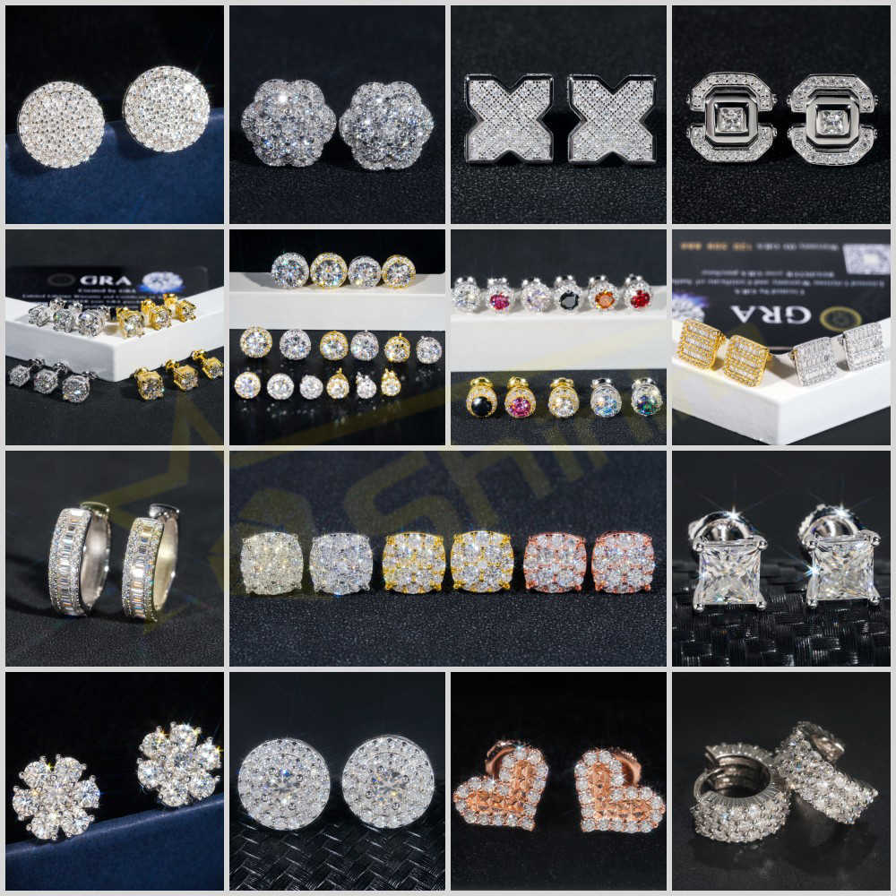 Screw Back Sterling Silver 925 GRA Certidicate VVS D Color Princess Cut Moissanite Earrings