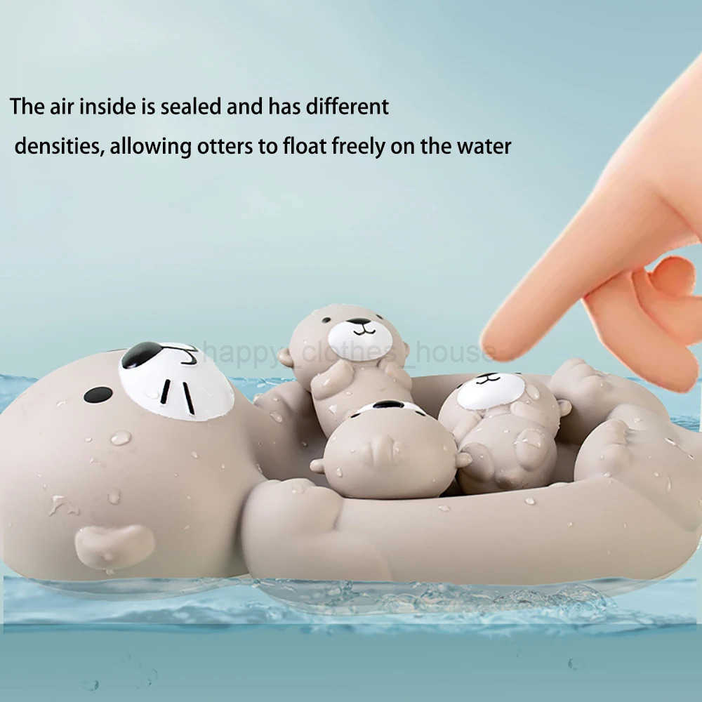 Baby Bath Toys 1 female otter and 3 baby otters Children Bathroom Pool Beach For Kids Water Playing GiftXJ241207