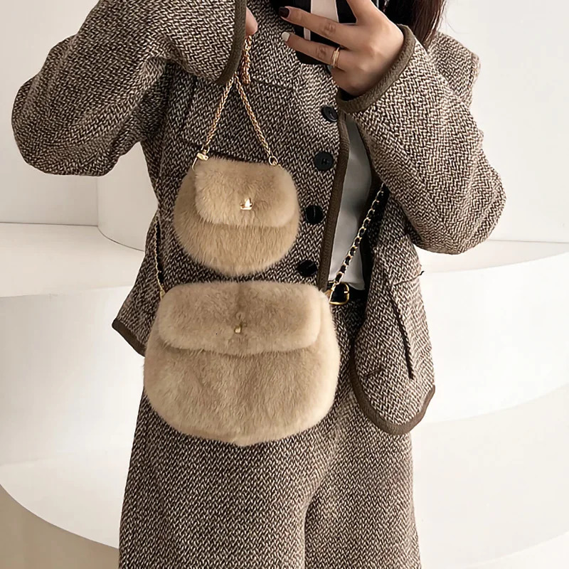 mink womens bag winter handbag womens cross body single cross body shoulder bag womens fluffy evening bag 241206