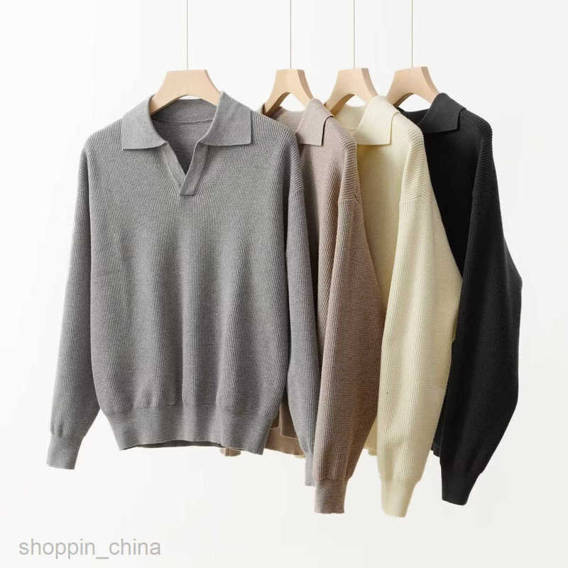 Men's Sweaters V-neck knitted sweater pullover sweater thick needle lapel men POLO long sleeved American solid color spring and autumn new top