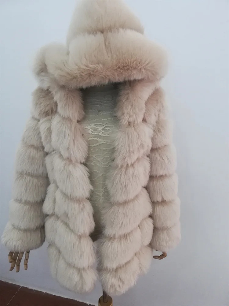 Womens Winter Artificial Fox Fur Coat Long Sleeve Artificial Fur Coat 241202