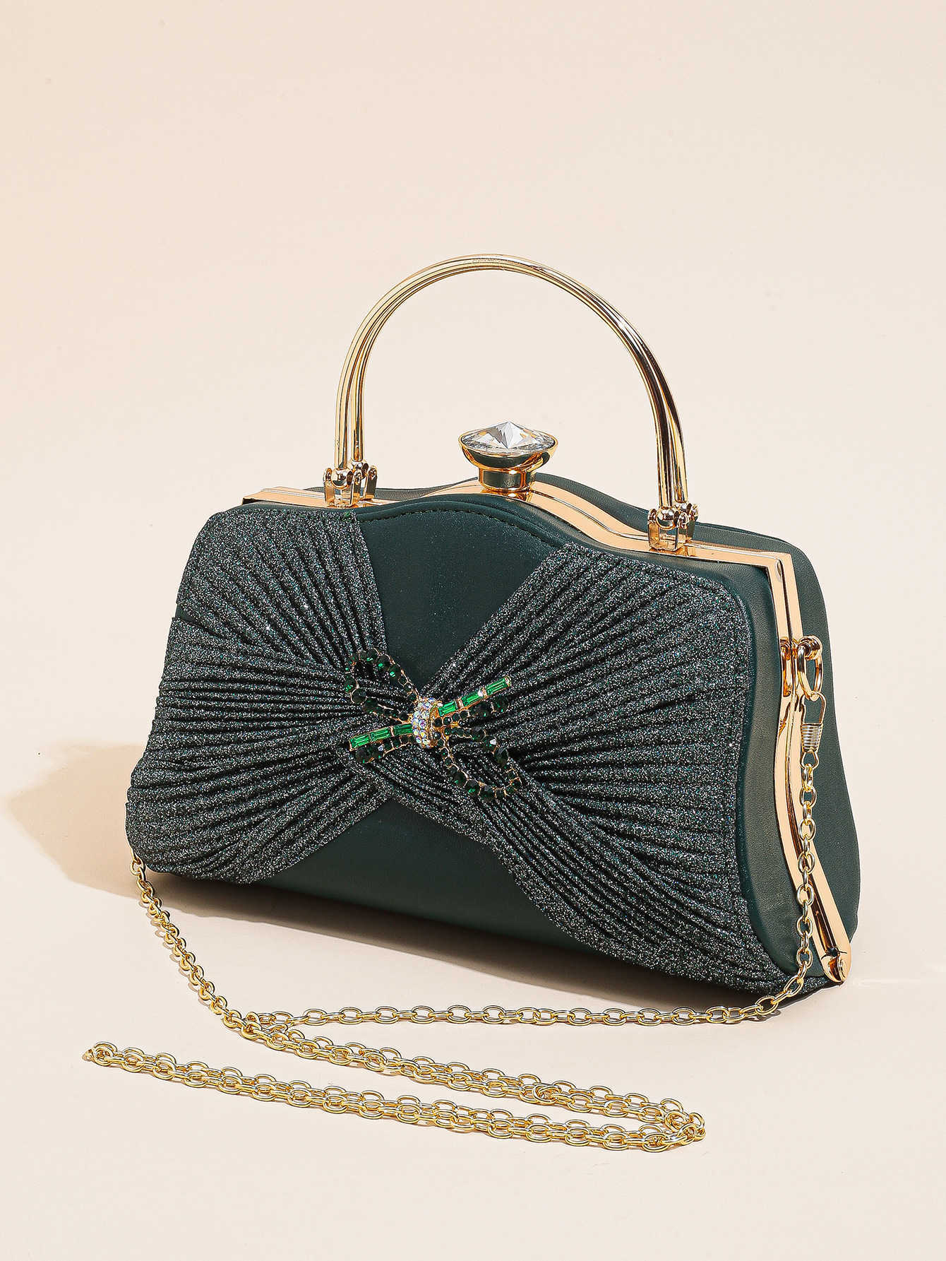 Clutch Bag New Handmade Pleated Dinner Bag Set with Diamonds and Rhinestones Exquisite Dress Party Bag 240920