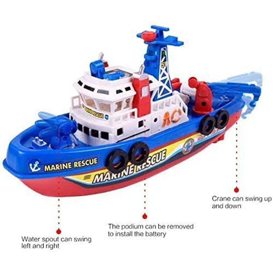 Electric Marine Rescue Boat Baby Toy Fire-fighting Boat Speedboat Toy with Light and Sound Light Up Toys for Kids SwimmingXJ241207