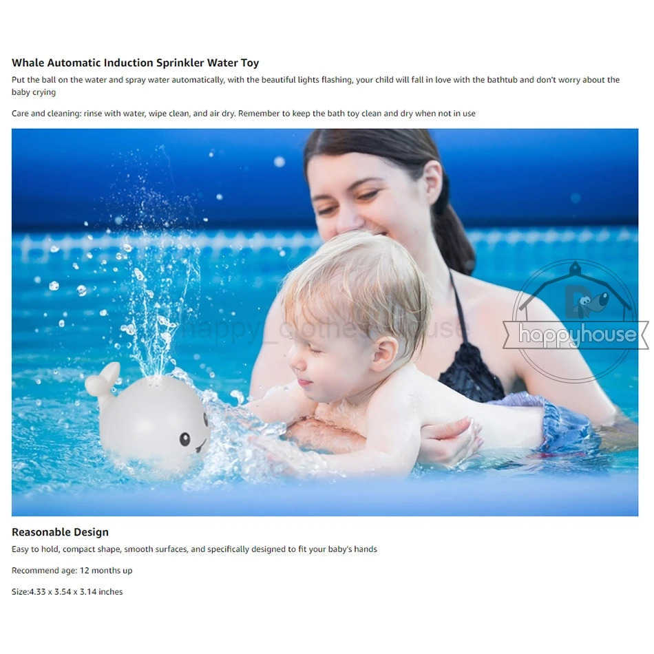 Baby Bath Toys Spray Water Shower Swim Pool Bathing Toys for Kids Electric Whale Bath Ball with Light Music LED Light Baby ToysXJ17807