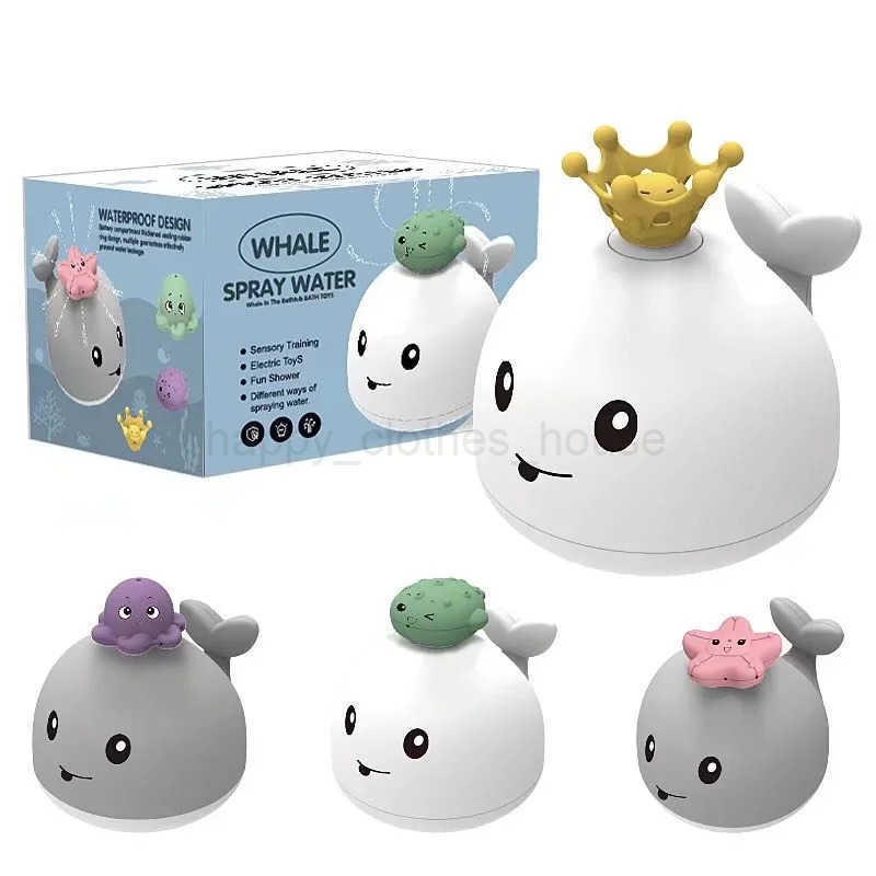 Baby Bath Toys Whale Electric Inductive Water Spray Ball with Light Bathroom Bathtub Swimming Toys for Toddler Infant ChildrenXJ241207