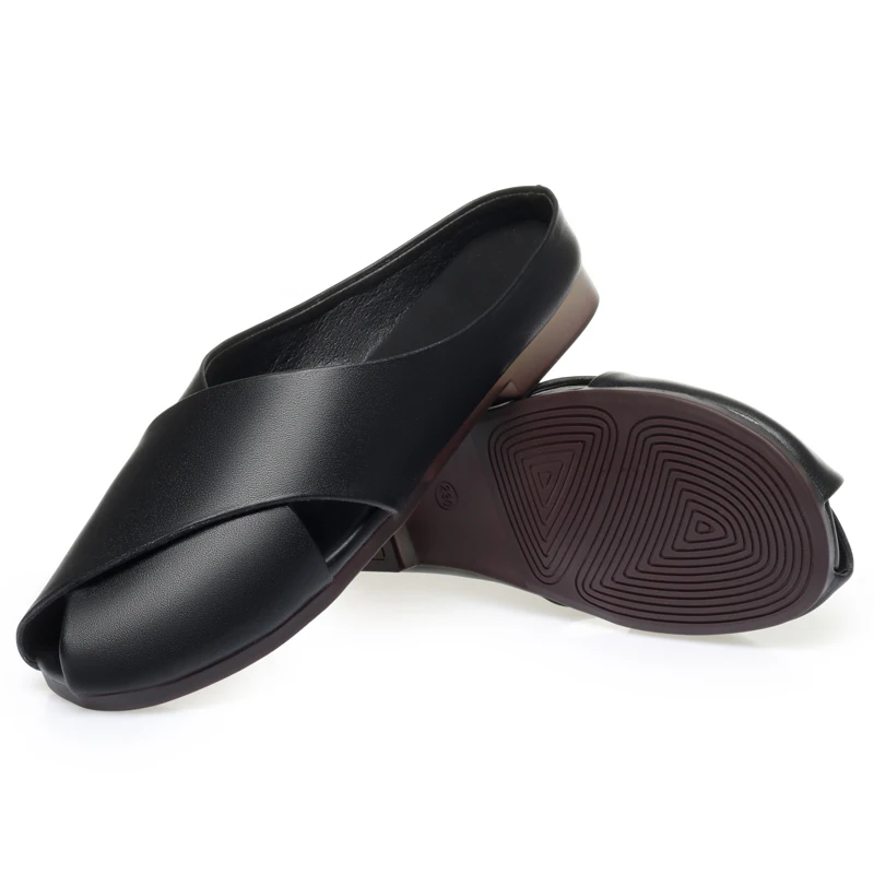 AIYUQI Slippers Women Summer Outer Wear Genuine Leather Closed Toe Women Slippers Large Size Non-slip Slippers for Women