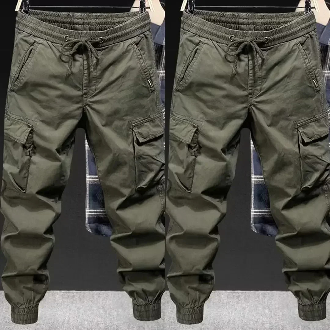 Trendy Casual Cargo Pants Mens Loose Fit Solid Color American Style for Spring Autumn 241202