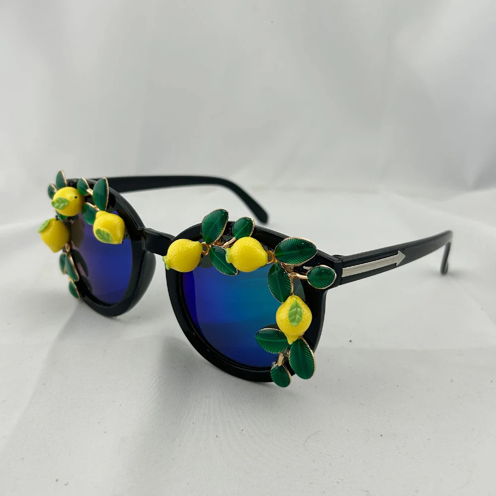 Fashion Baroque Womens Lemon Sunglasses Retro Punk Large Summer Beach Glasses 241206