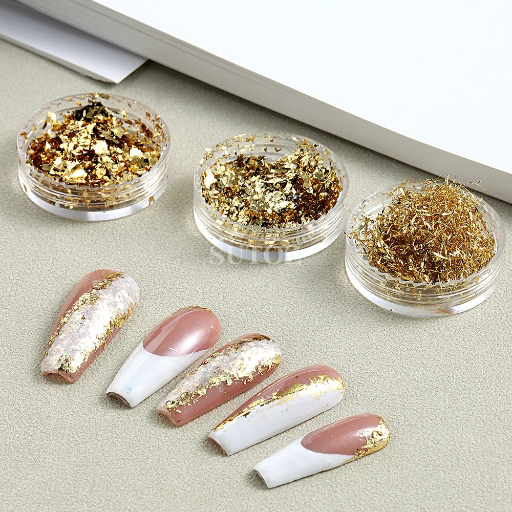 3D Irregular Gold Foil Flakes Nail Art Sequins Silver Glitter Aluminum Flakes Shiny Decor Manicure Materials NT10G-JB01 241206