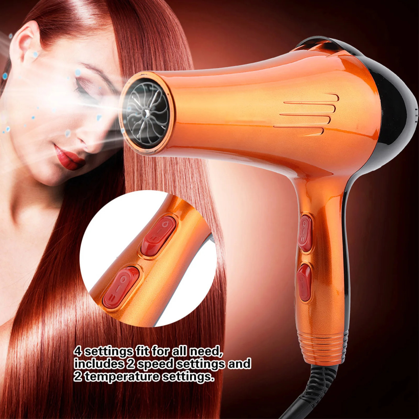 220V 3000W Hair Dryer Cold with 4 Settings - Professional Styling Tool for Barber Shops EU Plug 241206