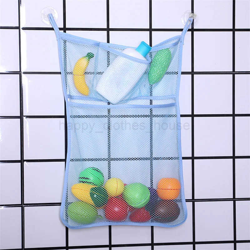 Baby Bathroom Mesh Bag for Children Bath Toy Bag Net Suction Cup Baskets Kids Bathtub Doll Organizer Bath Toy Storage Net BagXJ241207