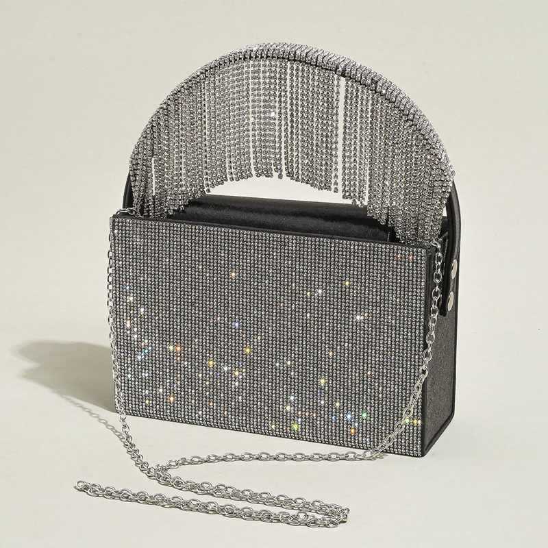 Clutch Bag New High-end Rhinestone Tassel Carrying Square Bag For Cocktail Parties And Evening Women Tote Bag 240920