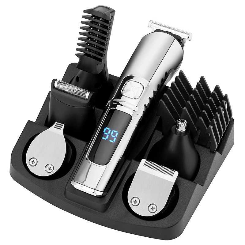 Professional Multifunction Beard Hair Trimmer 6 in 1 Waterproof Hair Clipper Electric Razor Grooming Kit Facial Nose Ear TrimmerXJ241207