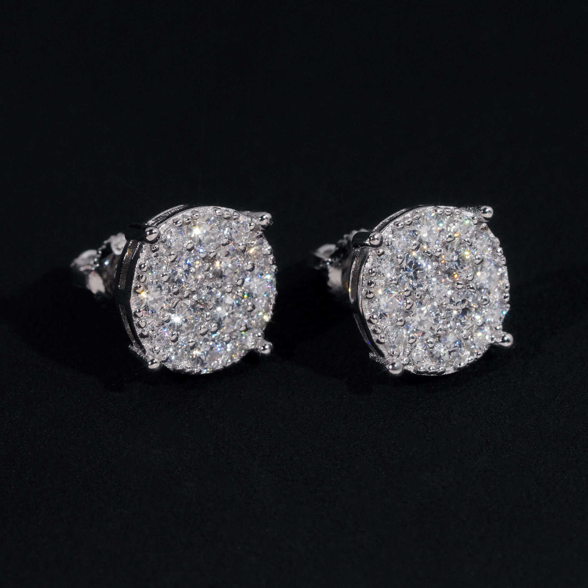 Pass Diamond Tester VVS Fully Moissanite Ear Stud 925 Sterling Silver Men Women Iced Out Moissanite Diamond Earrings