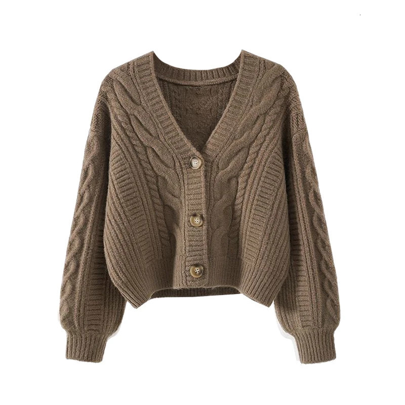 Xingqing vintage cardigan 2000s solid color Vneck single chest long sleeved crop top y2k streetwear 241206