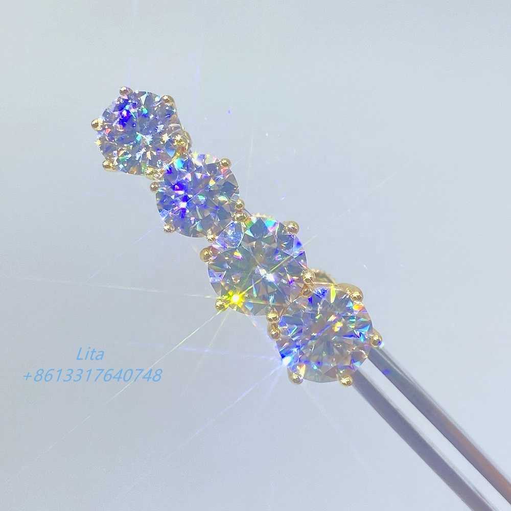 Pass diamond tester classic 6 prong 925 sterling silver moissanite screw back stud earrings