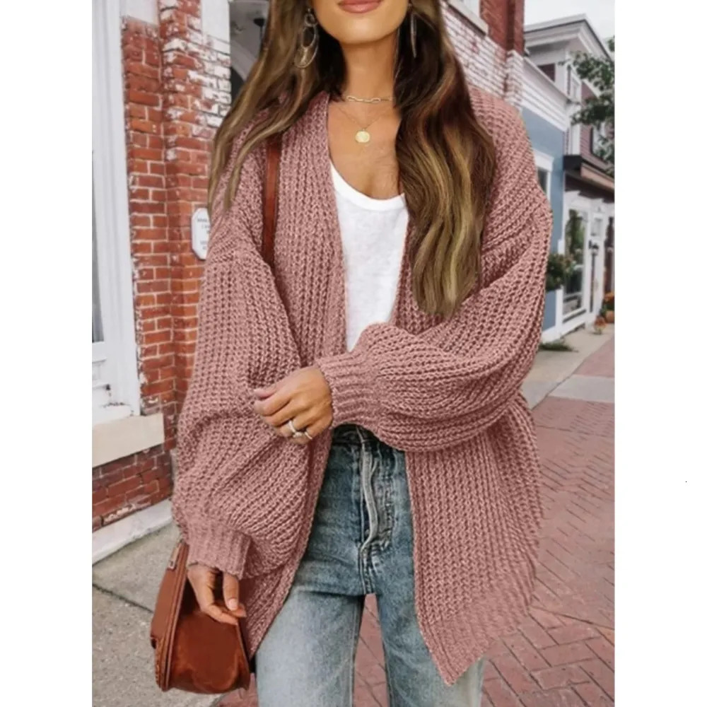 Womens cardigan wool sweater womens comfortable fashionable autumn and winter knitted medium length 241206